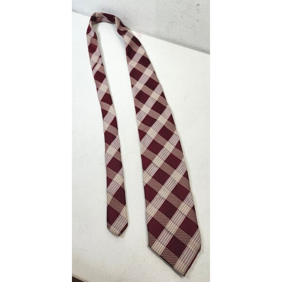 VTG Christian Dior Mens Diamond Print Neck Tie Red White Blue - Picture 3 of 5